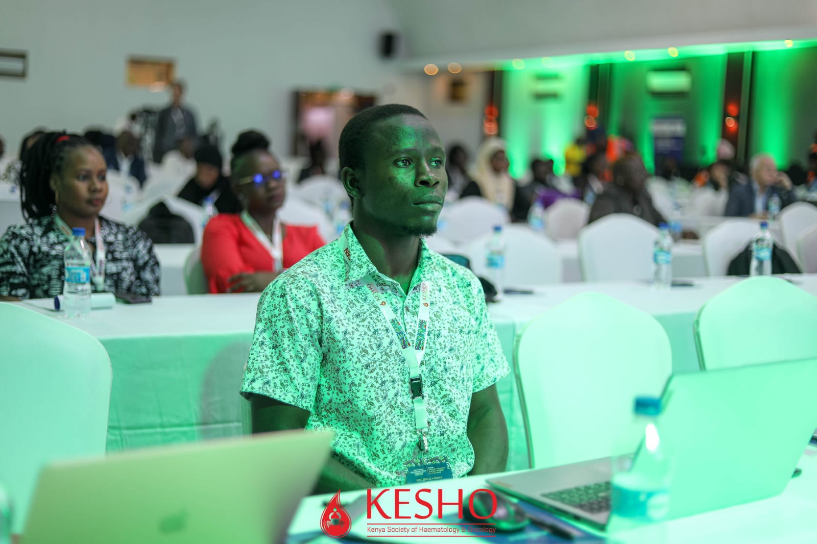 Working in the conference hall